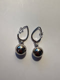 Silver ball dangle earrings ￼