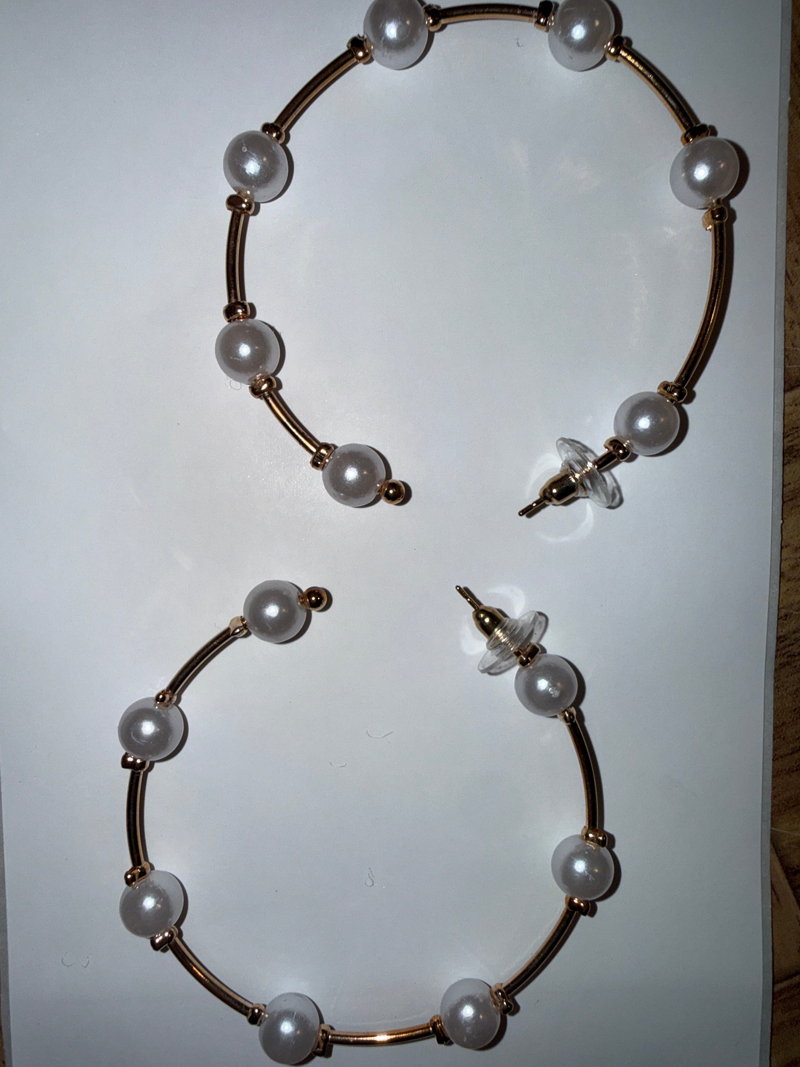 Pearl and gold hoops