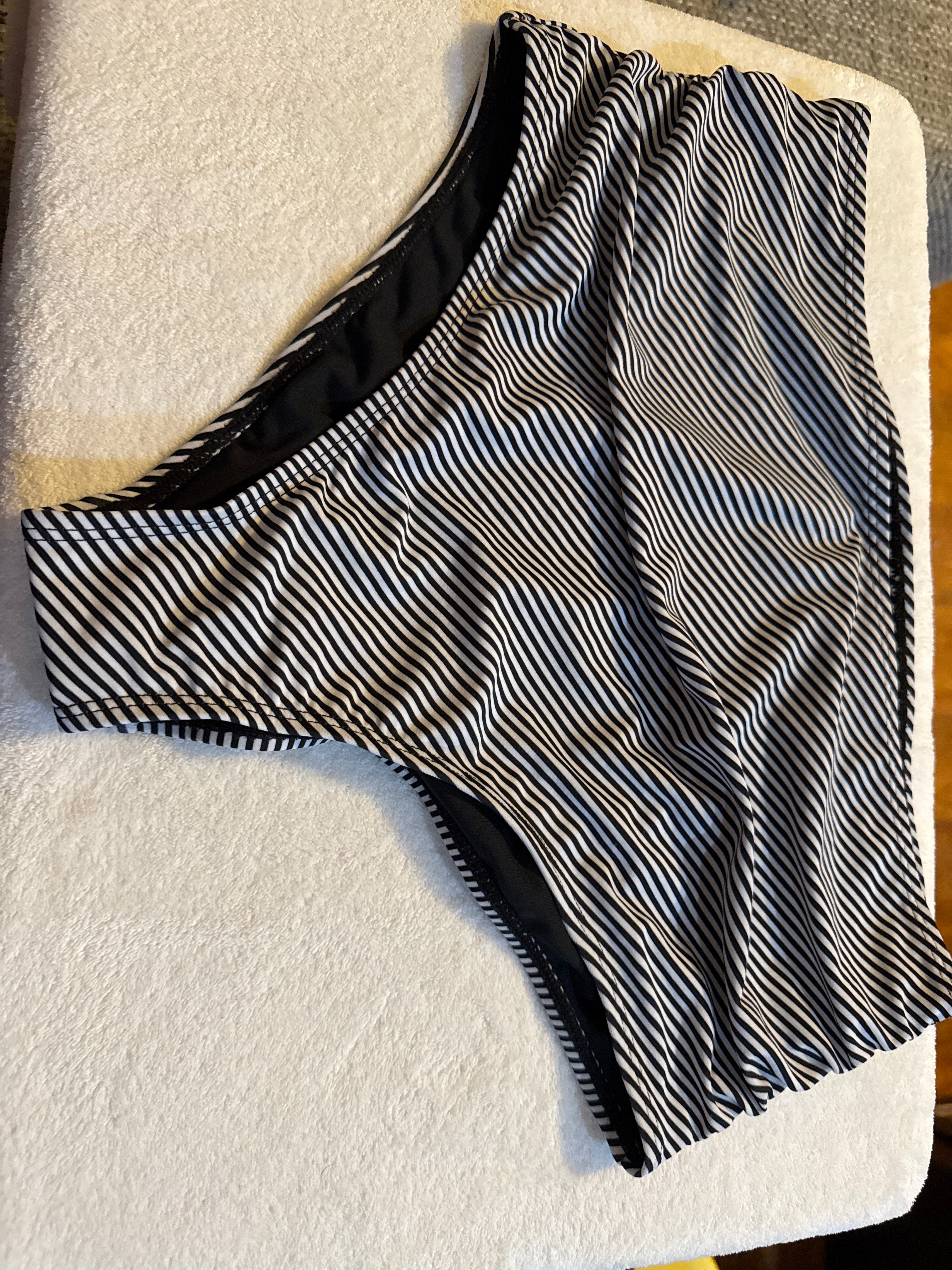 Black and white stripped bikini bottoms